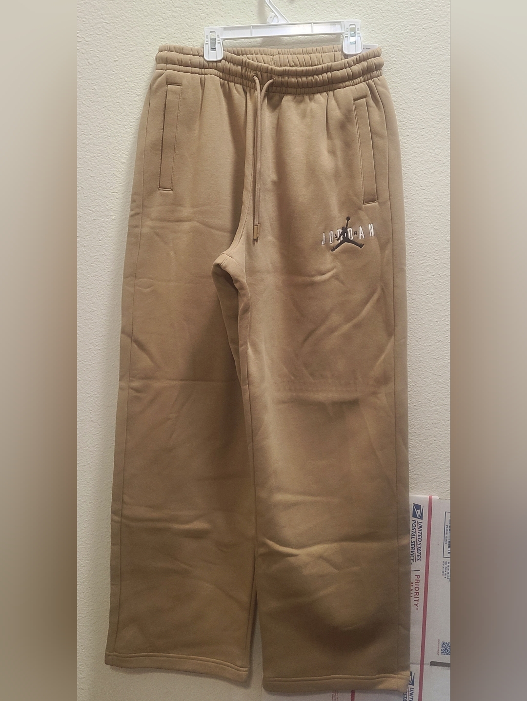 Jordan Tan Beige Sweatpants With Embroidered Logo